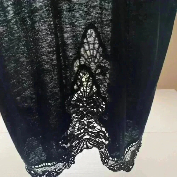 Generation Love 100% Linen Cap Sleeve Black Lace Blouse Size S - Picture 3 of 9